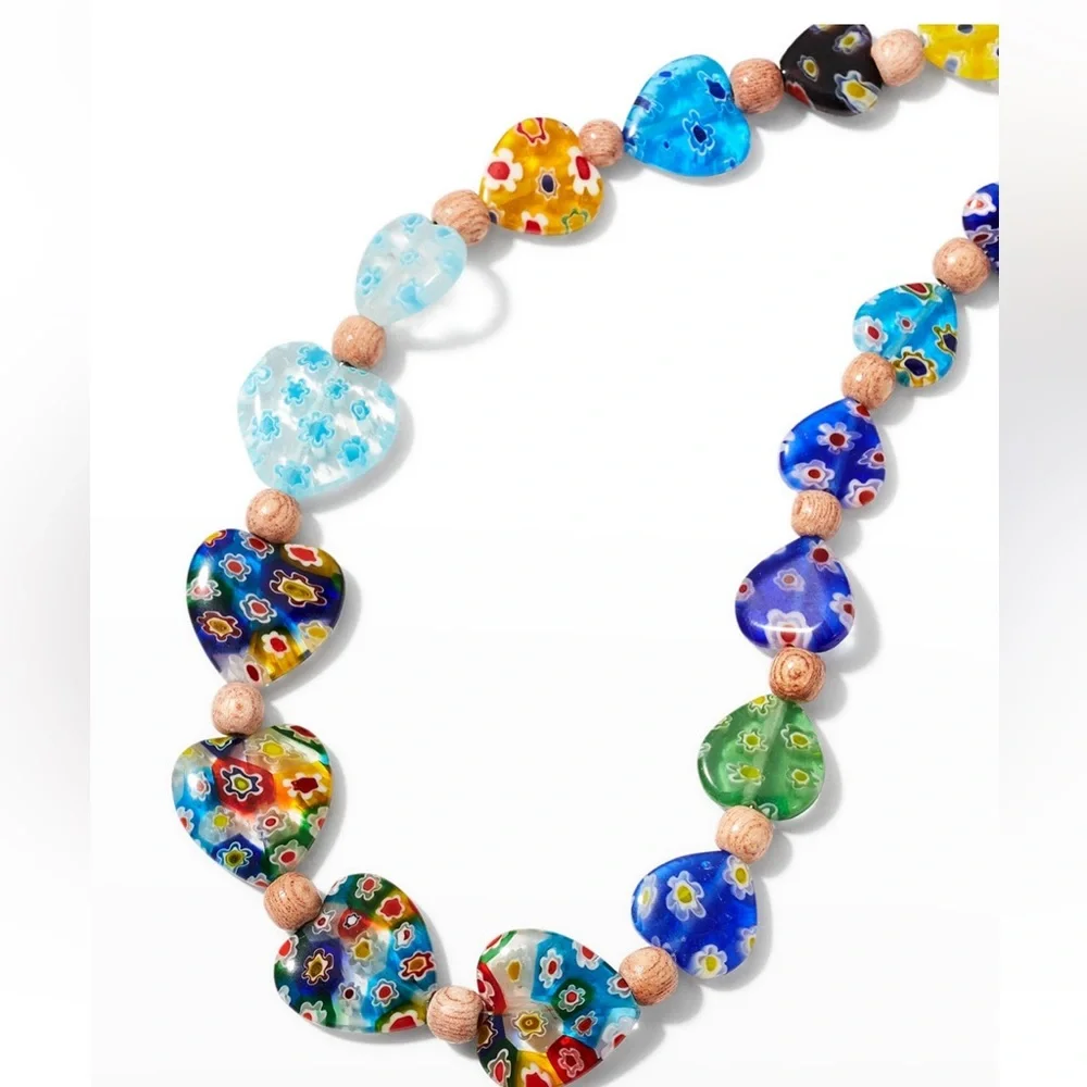 Dannijo NWT Bianca Venetian Glass Heart Necklace - Picture 3 of 8